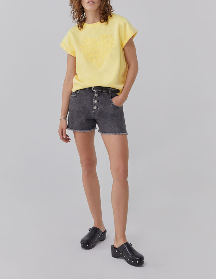 Loose yellow sweatshirt embroidery women-5