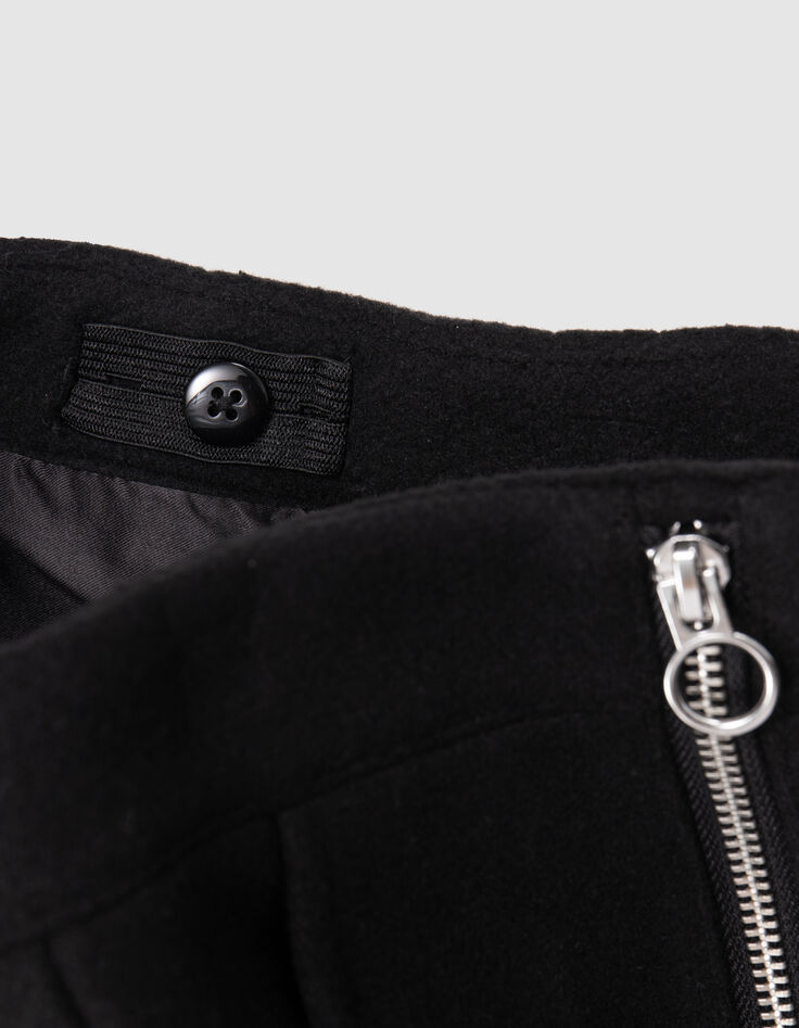 Pantalón corto de lana negro con cremallera para niña-7
