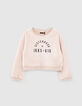 Sandfarben meliertes M&auml;dchen-Sweatshirt mit Message-1