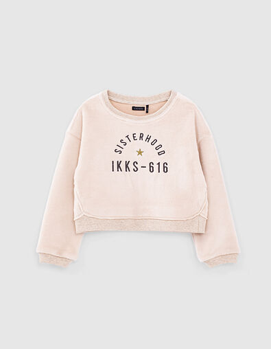 Girls’ sand marl slogan sweatshirt - IKKS