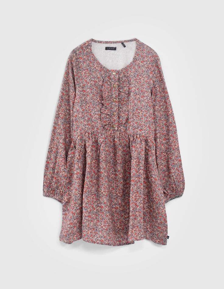 Robe navy imprim&eacute; micro-fleurs fille-1