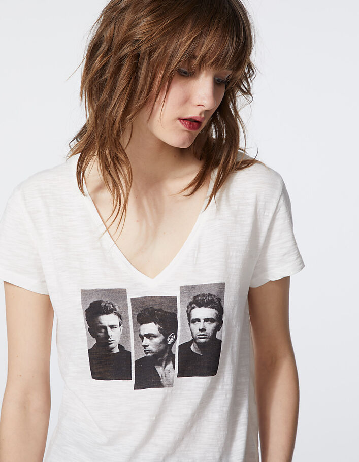 Tee-shirt en coton flammé visuel portraits James Dean femme - IKKS