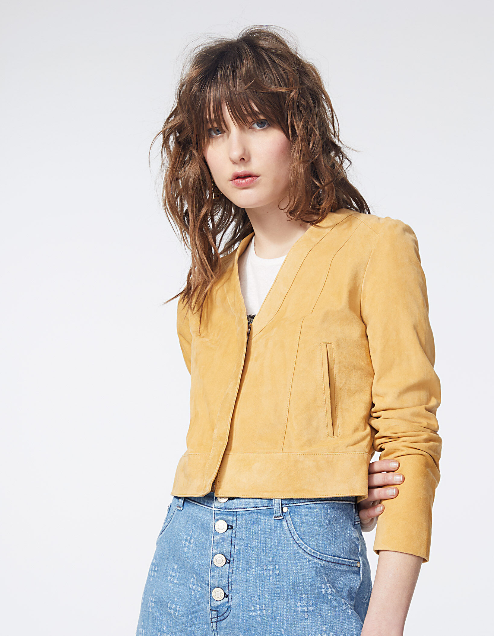 Women's goatskin leather jacket on sale