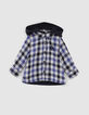 Camisa dark navy bimaterial cuadros bebé niño -1