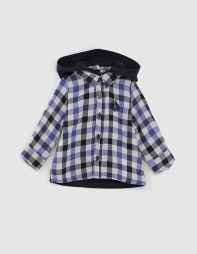 Camisa dark navy bimaterial cuadros bebé niño  - IKKS