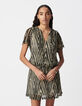 Robe noire motif chevrons dorés Femme-2