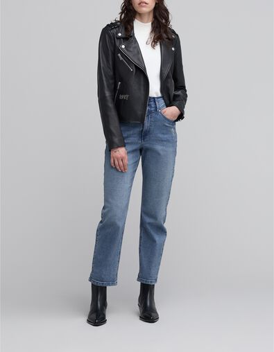 Women's straight waterless button-down denim jeans - IKKS