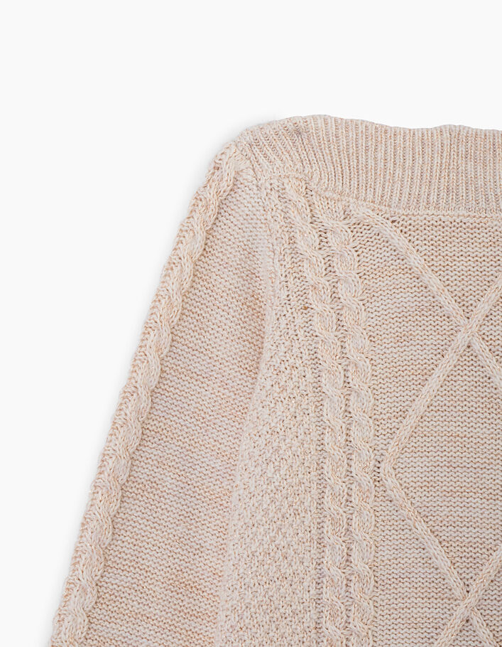 Girls’ off-white and copper decorative knit sweater-dress - IKKS