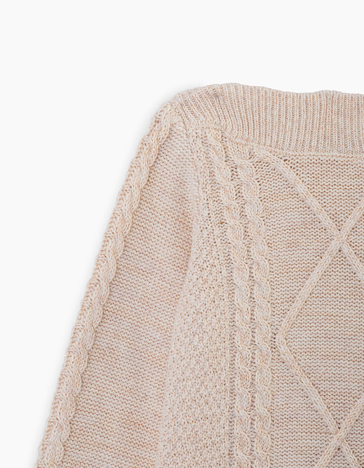 Vestido-jersey blanco roto y copper tricot fantasía niña-3 Vestido-jersey blanco roto y copper tricot fantasía niña-3