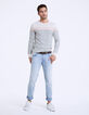Pull marinière à rayures kaki et mandarine Homme-6