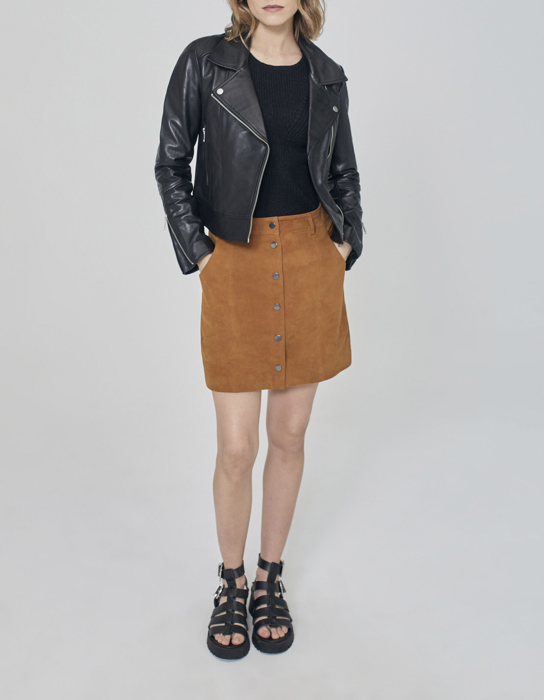 Pull noir store maille femme
