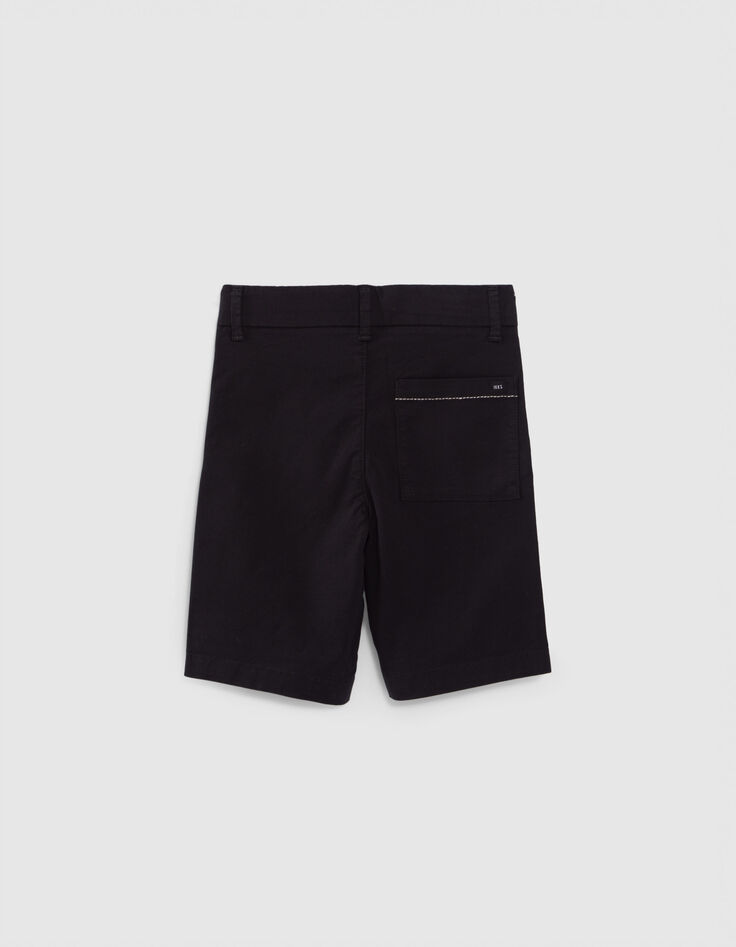 Boys' black chino shorts with saddle stitched pockets-4