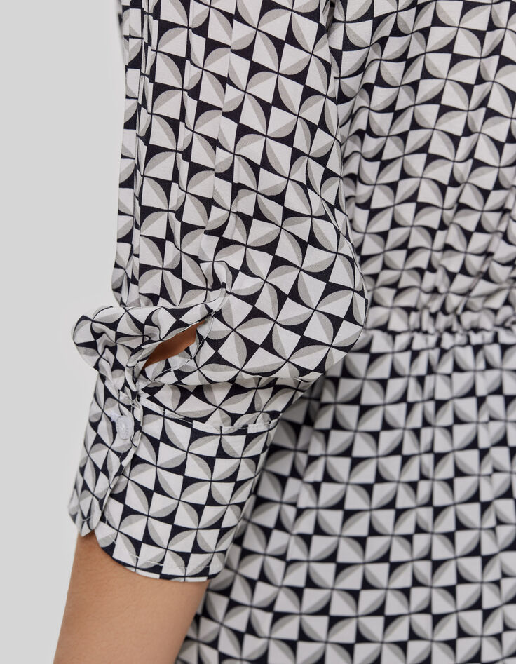 Damesjurk met geometrische print in crèmekleur-5 Damesjurk met geometrische print in crèmekleur-5