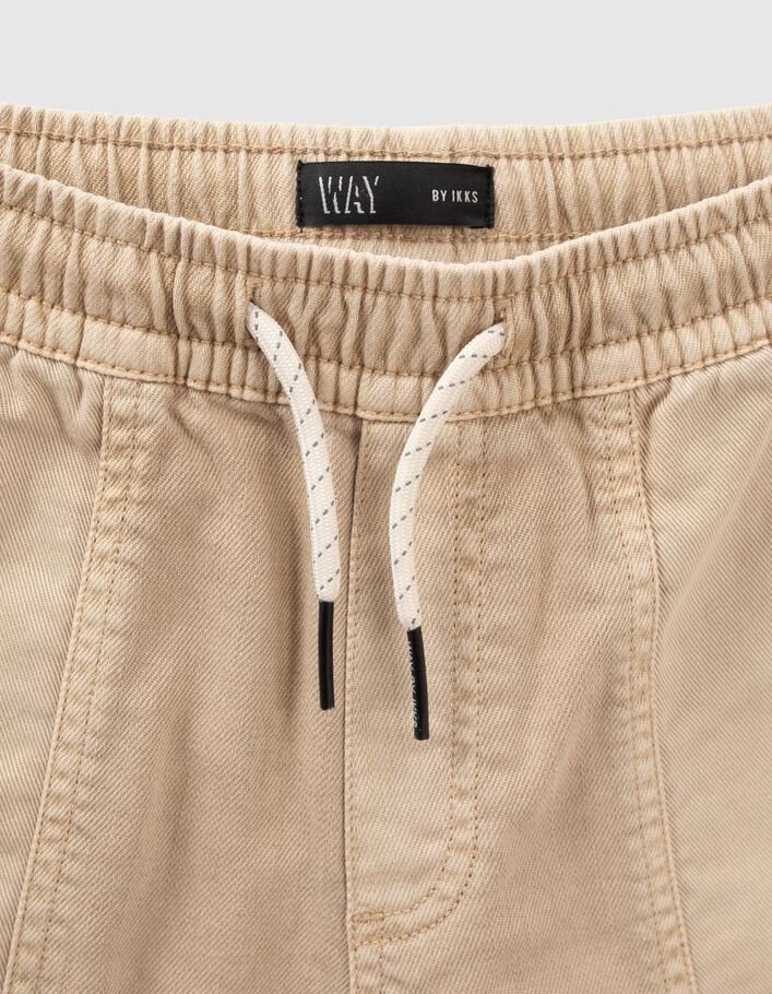 Beige Relaxed-Jungenbermudas mit Gummizug am Bund - IKKS