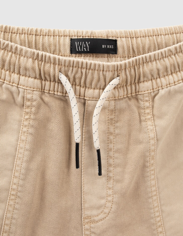 Beige relaxed bermuda elastische taille jongens-3