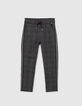 Pantalon gris chiné forme jogging prince-de-galles garçon-1