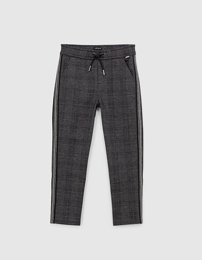 Pantalon gris chiné forme jogging prince-de-galles garçon - IKKS