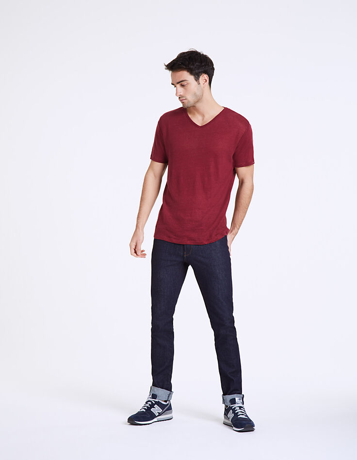 Tee-shirt vermillon en lin Homme -6