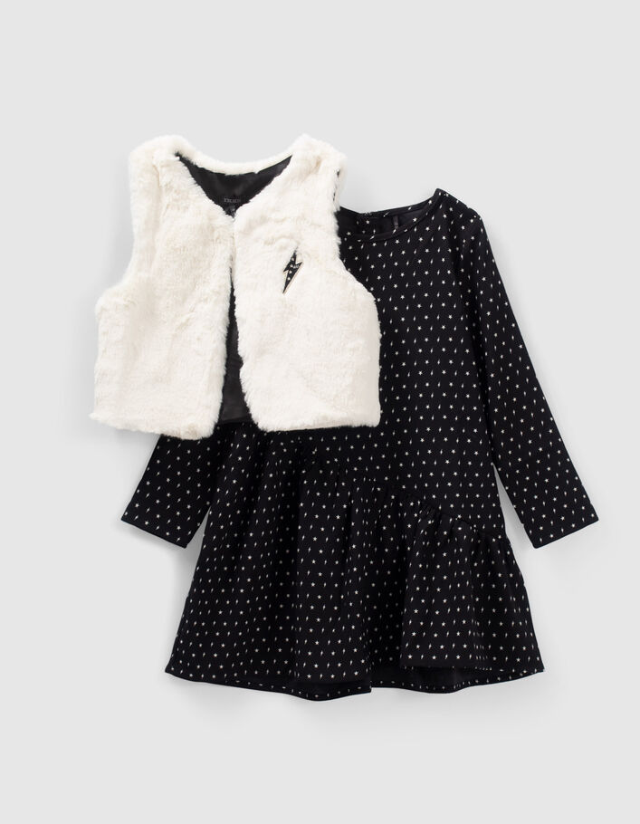 Robe 2-en-1 imprimé minimaliste avec gilet fille-4