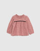 Blouse rose coton bio petites fleurs faux-uni bébé fille-1