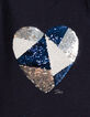 Girls' indigo reversible sequin heart T-shirt-4