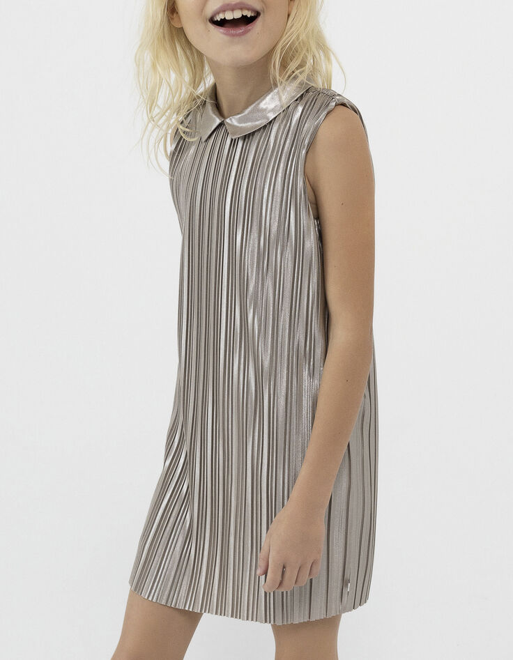 Robe longue dorée plissée réversible Femme-7