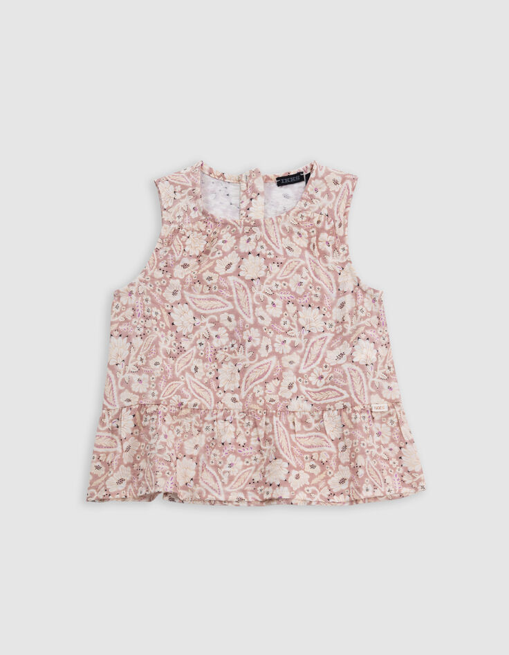 Blouse rose imprimé cachemire floral fille-2