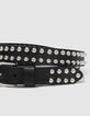 Women’s black all-over studded leather jeans belt-4