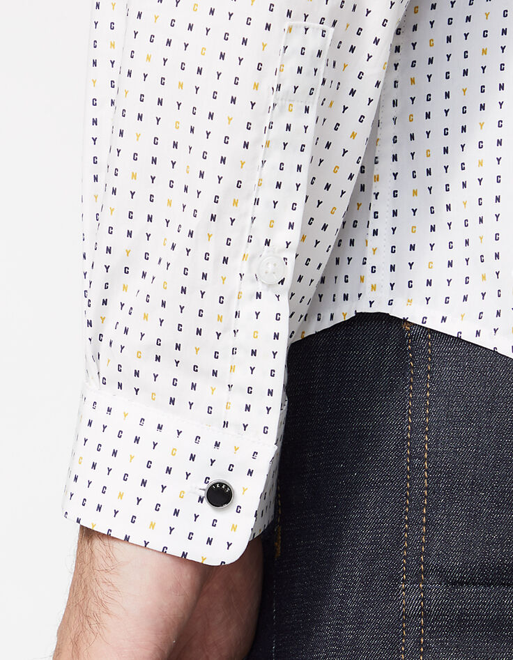 Camisa SLIM blanca estampado letras NYC Hombre-5