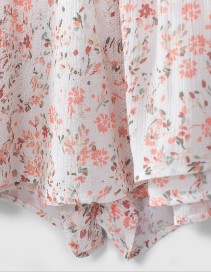 Jupe-short blanc cassé imprimé fleuri fille-5 Jupe-short blanc cassé imprimé fleuri fille-5