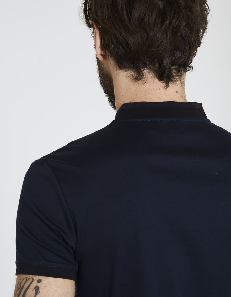 Polo marine col mao homme -5