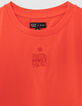 Rotes Mädchen-T-Shirt mit Stickerei Ton in Ton-2