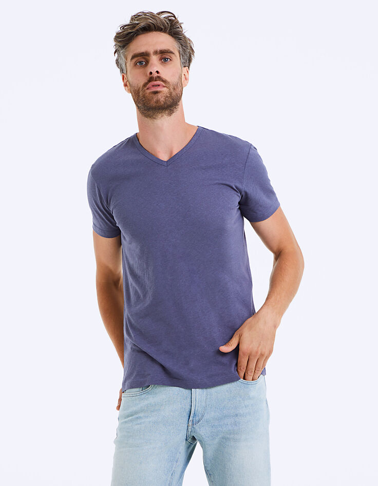 Tee-shirt shadow en maille coton et lin Homme -2 Tee-shirt shadow en maille coton et lin Homme -2