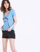 Women’s blue Los Angeles graphic linen V-neck T-shirt-5