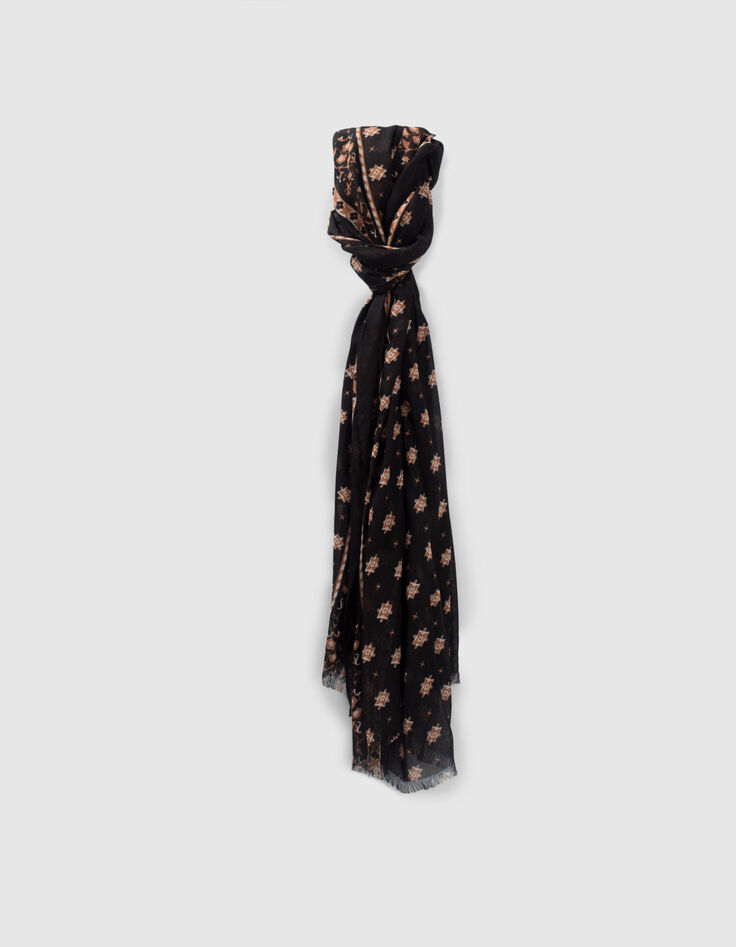 Fular negro estampado minimalista rock hombre-1