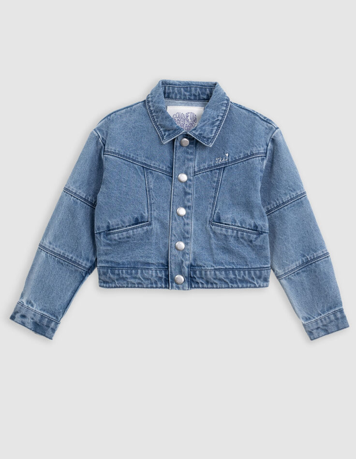 Blauw jeansjasje maxi-borduursel rug meisjes-3