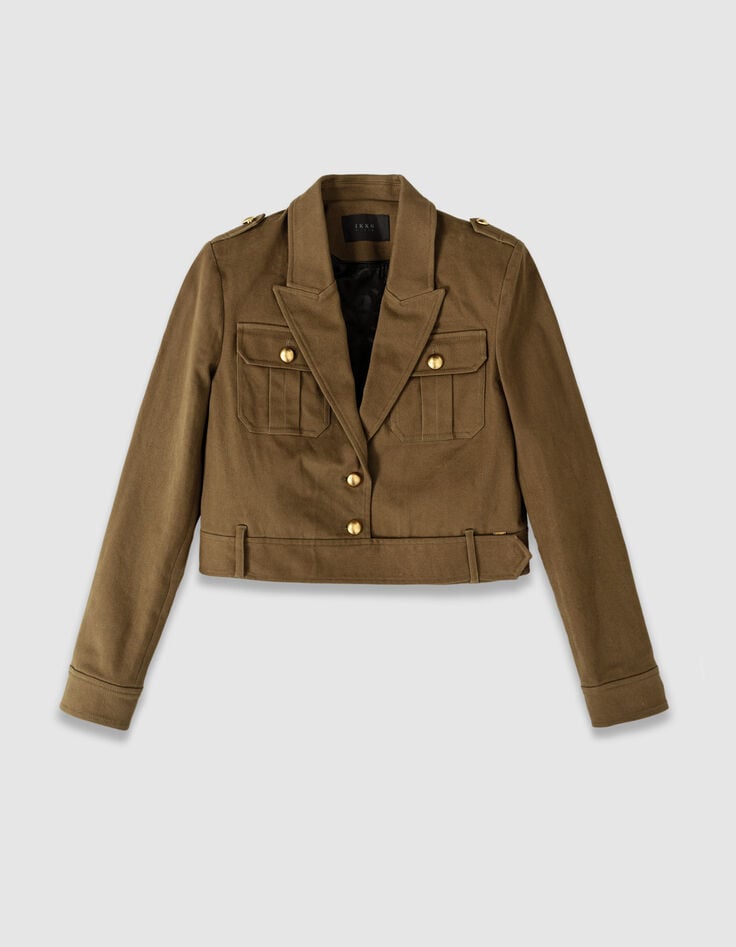 Women’s khaki gabardine short jacket-6 Women’s khaki gabardine short jacket-6