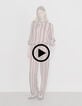 Women’s burgundy striped neck tie shirt-8 Women’s burgundy striped neck tie shirt-8