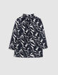 Blouse fluide noire imprimé fleurs zébré Femme-5