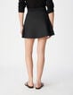 Jupe courte trap&egrave;ze noire taffetas satin&eacute; Femme-3