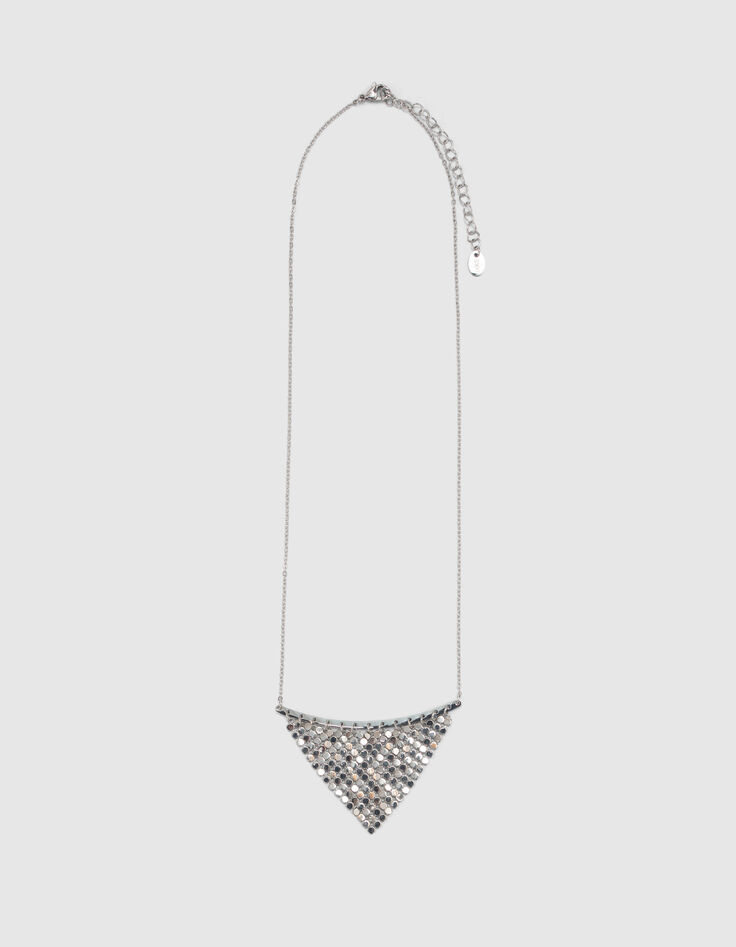 Plastron-halsketting zilverkleurig mesh dames-1