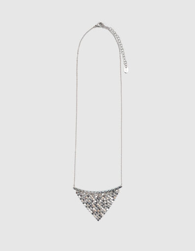 Women’s silver-toned mesh bib necklace - IKKS