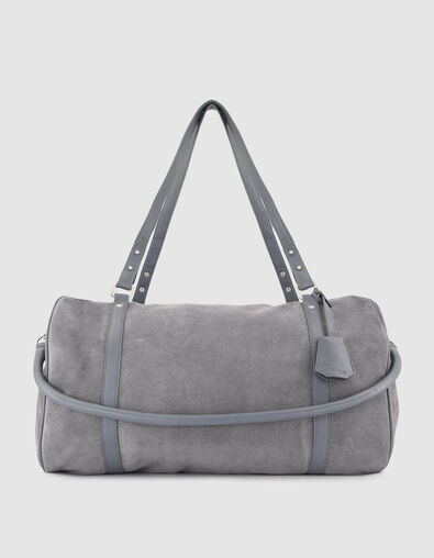 Blaugraue Bowlingtasche aus Wildleder Gr&ouml;&szlig;e L - IKKS