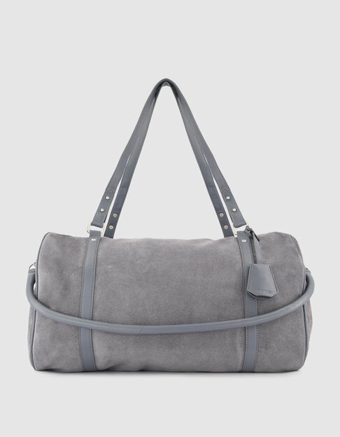 Blaugraue Bowlingtasche aus Wildleder Gr&ouml;&szlig;e L - IKKS