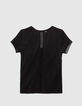 Schwarzes Spitzen-T-Shirt für Frauen eingelegt-1
