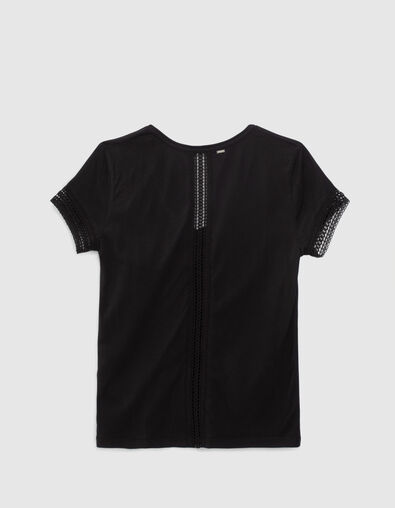 Schwarzes Spitzen-T-Shirt für Frauen eingelegt - IKKS