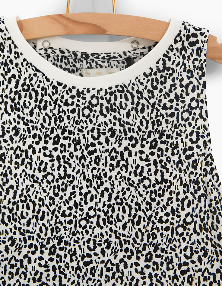 Combi short blanc cassé à imprimé léopard fille-5