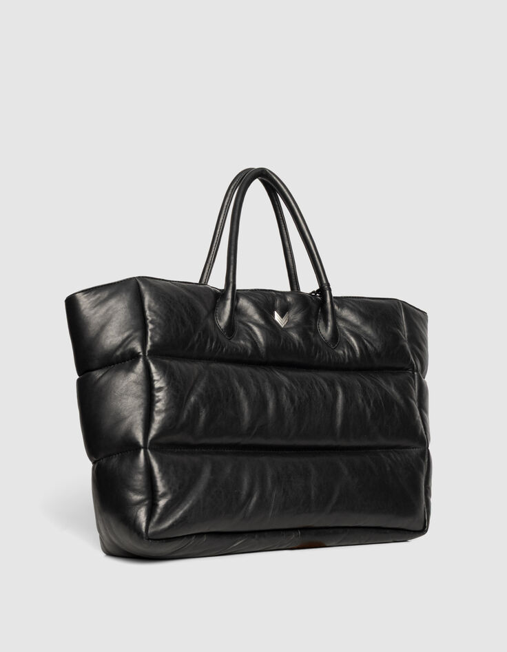 Cabas noir cuir matelassé Femme-2