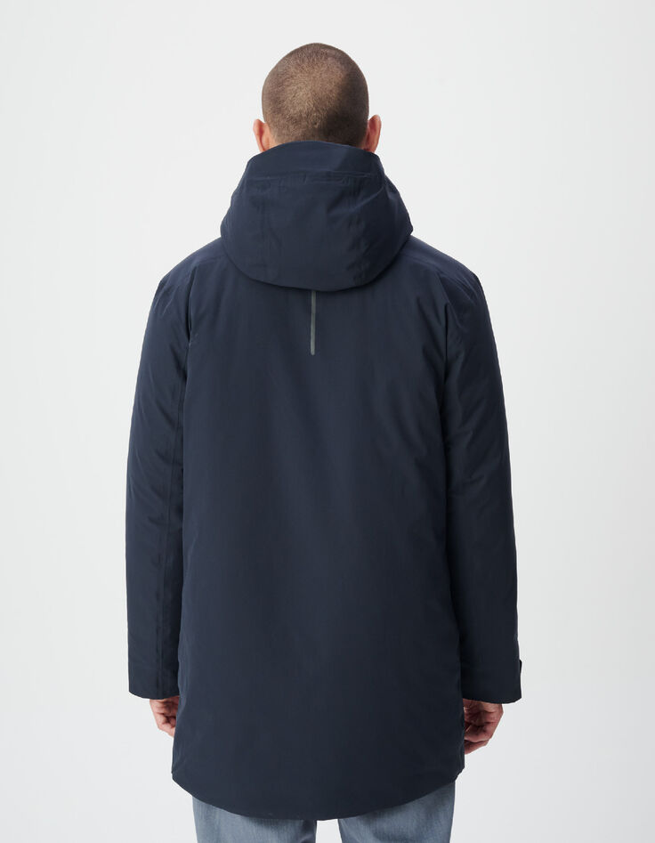 Marineblauwe parka met capuchon voor heren - WATERDICHT-3
