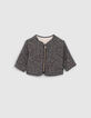Cardigan réversible noir tachiste et écru bébé fille-3